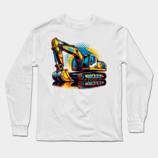 Excavator In A Pop Art Style Long Sleeve T-Shirt